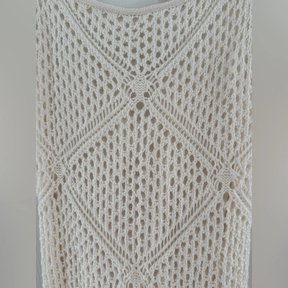 Abercrombie & Fitch Crochet-Style Fringe Mini Dress size m NWT - Picture 4 of 10